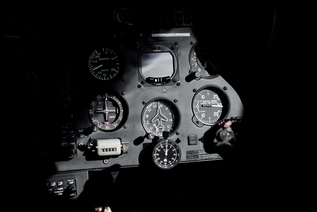 Black and gray cockpit dashboard