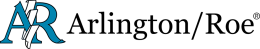 Arlington/Roe's logo: big blue AR with a white ribbon in between the two letters and Arlington/Roe spelled out with a trademark symbol at the end